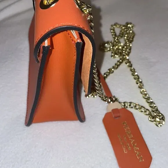 Persaman Gold/Orange crossbody bag studded